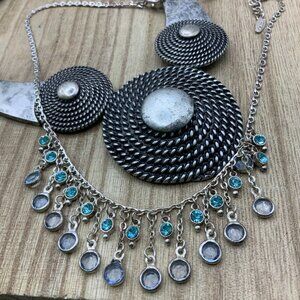 VCLM Vintage Rhinestone Antique Style Silver Tone BUNDLE Necklace